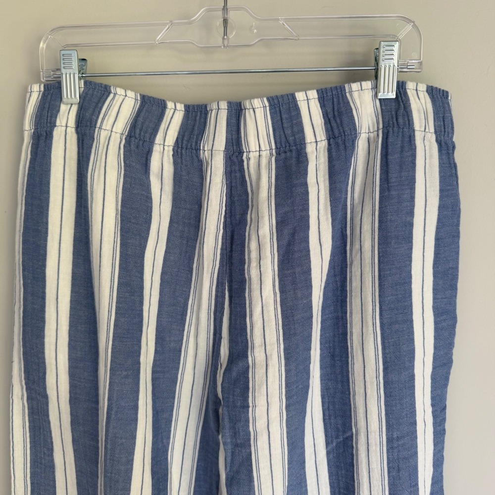 NEW Old Navy 100% Cotten Wide Leg Pants Blue White Stripe Pull-On SZ Large NWT - Picture 7 of 14